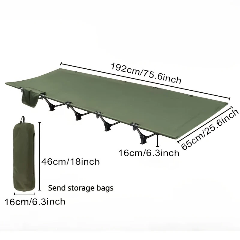 Xmund Outdoor Folding Bed, Portable Tent Bed, Designed with Side Pockets for Small Items, Outdoor Hiking Backpacking Travel Survival Gear For Adults — view 3