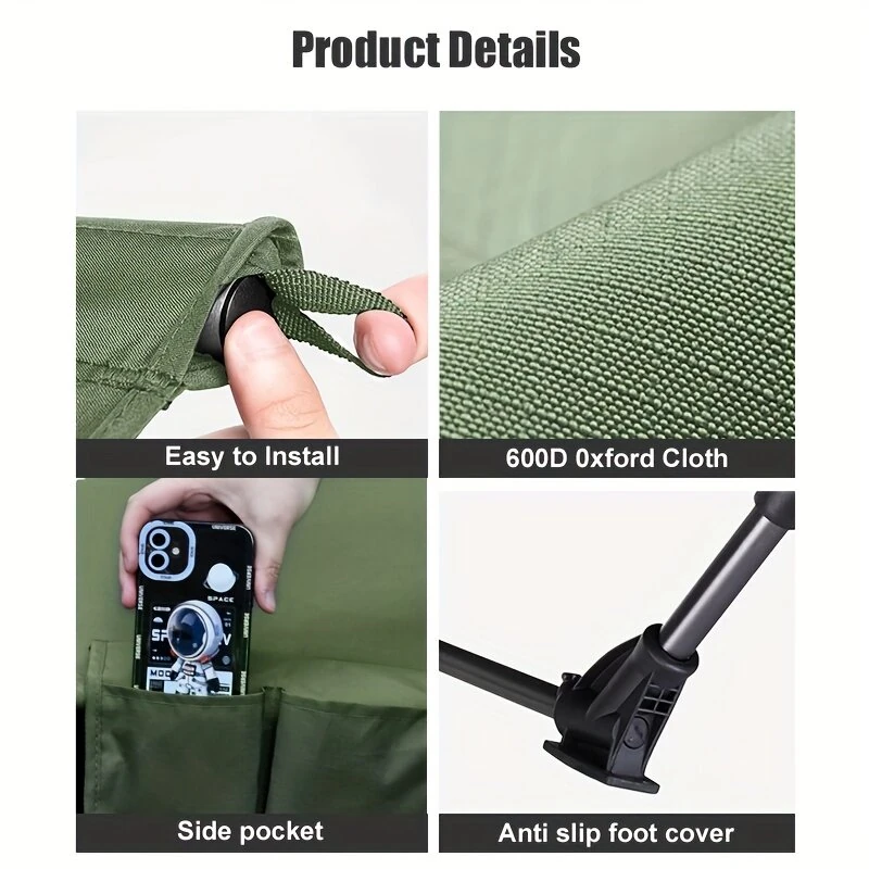 Xmund Outdoor Folding Bed, Portable Tent Bed, Designed with Side Pockets for Small Items, Outdoor Hiking Backpacking Travel Survival Gear For Adults — view 5