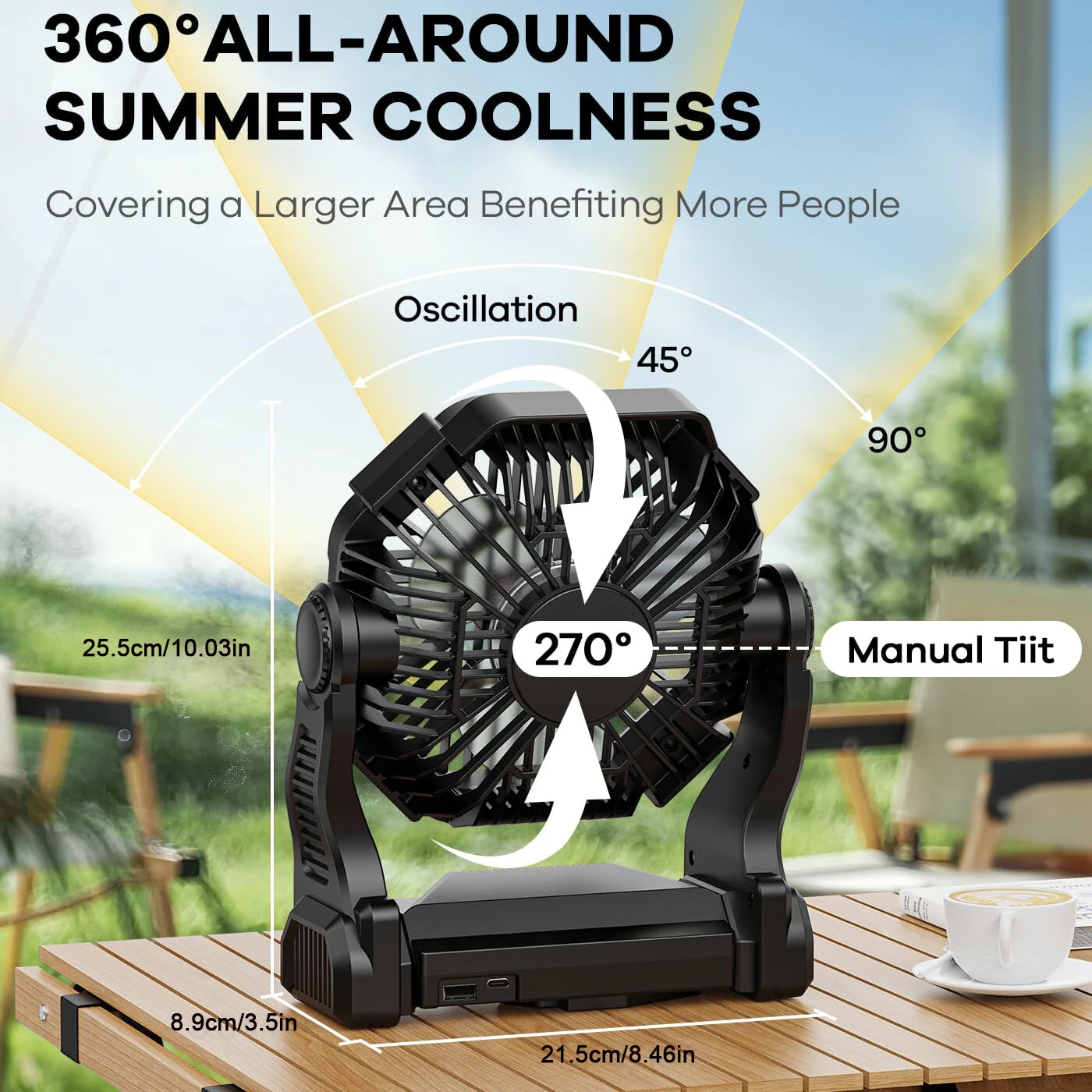 Xmund P18 Camping Fan with Light 10400mAh Battery Powered USB Rechargeable Tent Fan 4 Speeds Remote Control Portable Outdoor Accessory — view 3