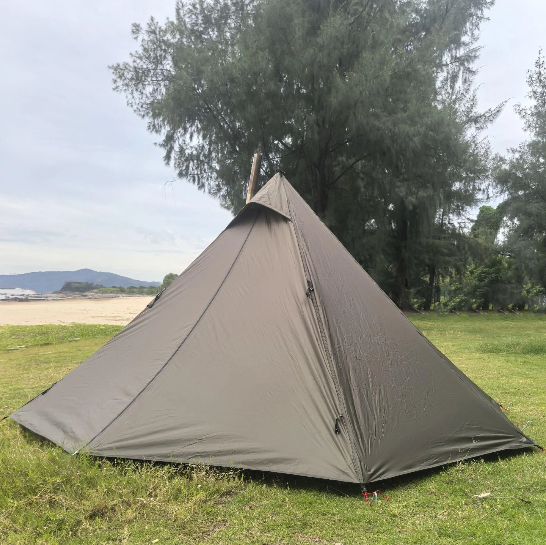 Xmund Pyramid Tent 320x320x160cm PU3000 Waterproof Double Layer Stove Jack Mesh Inner For Camping Backpacking Hiking Outdoor Shelter — view 2
