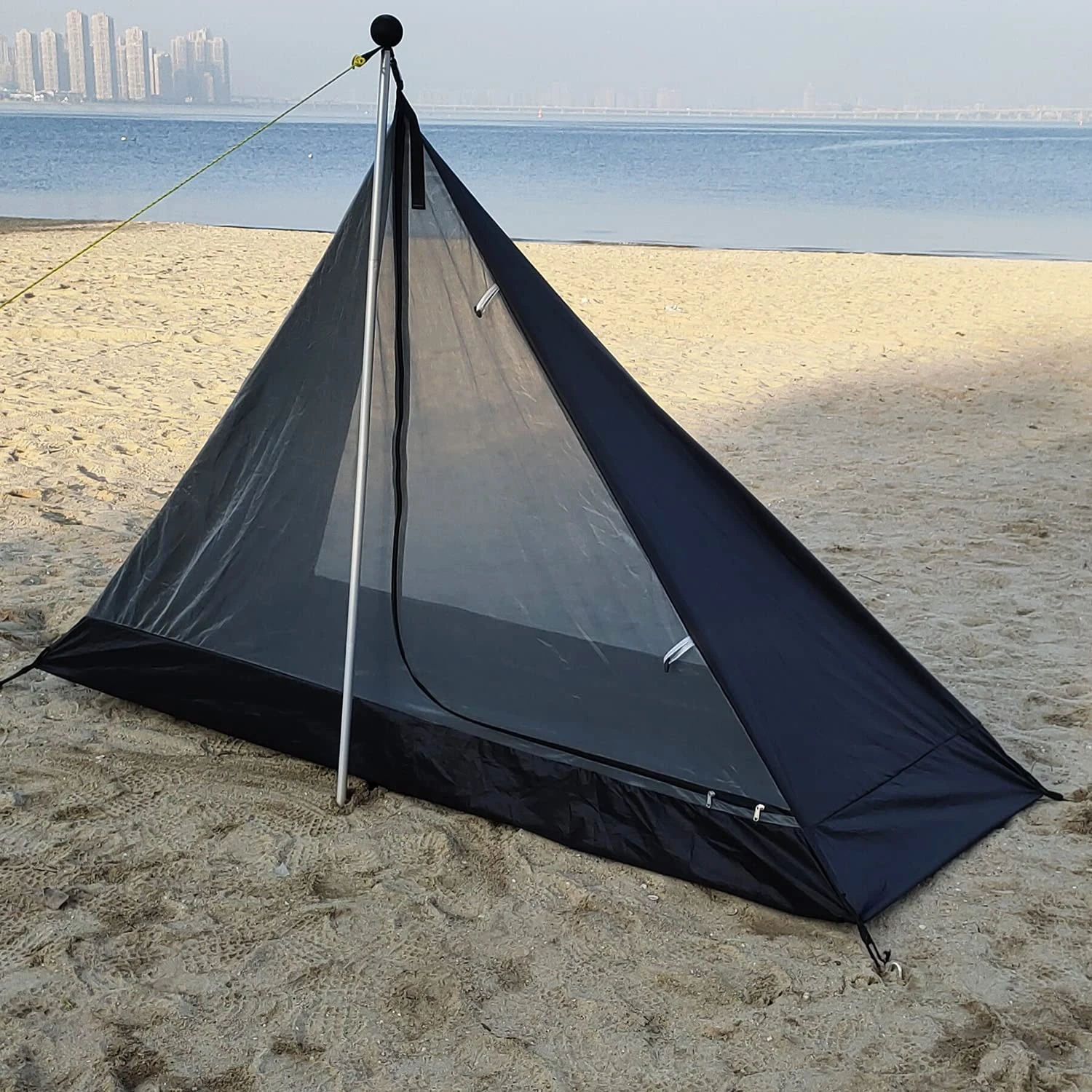 Xmund Pyramid Tent 320x320x160cm PU3000 Waterproof Double Layer Stove Jack Mesh Inner For Camping Backpacking Hiking Outdoor Shelter — view 3