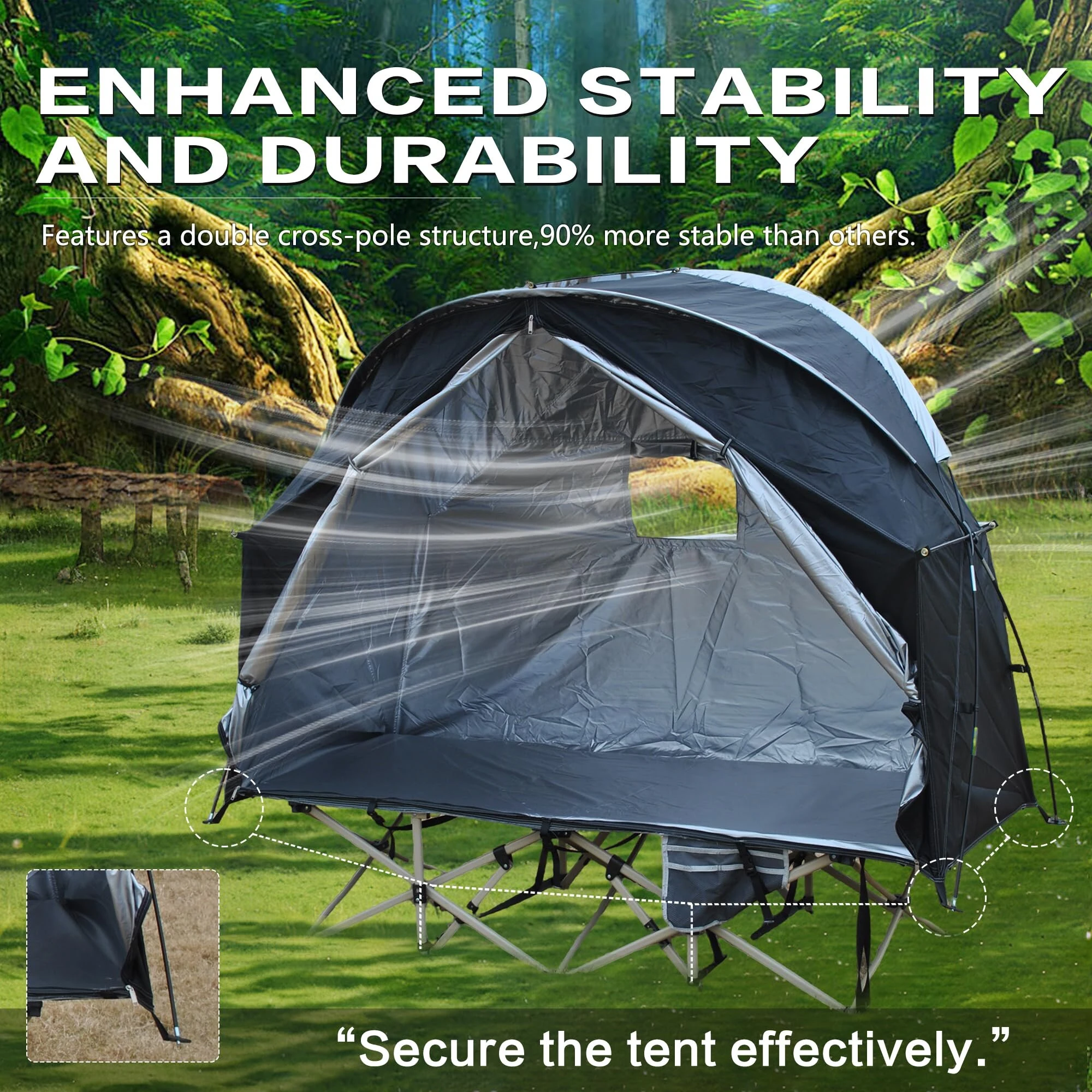Xmund Single Soldier Tent Outdoor Camping Cycling Simple Tent Storage Room Tent 1person Carport Anti-tear 210D Oxford Silver Coated Portable Waterproof — view 4