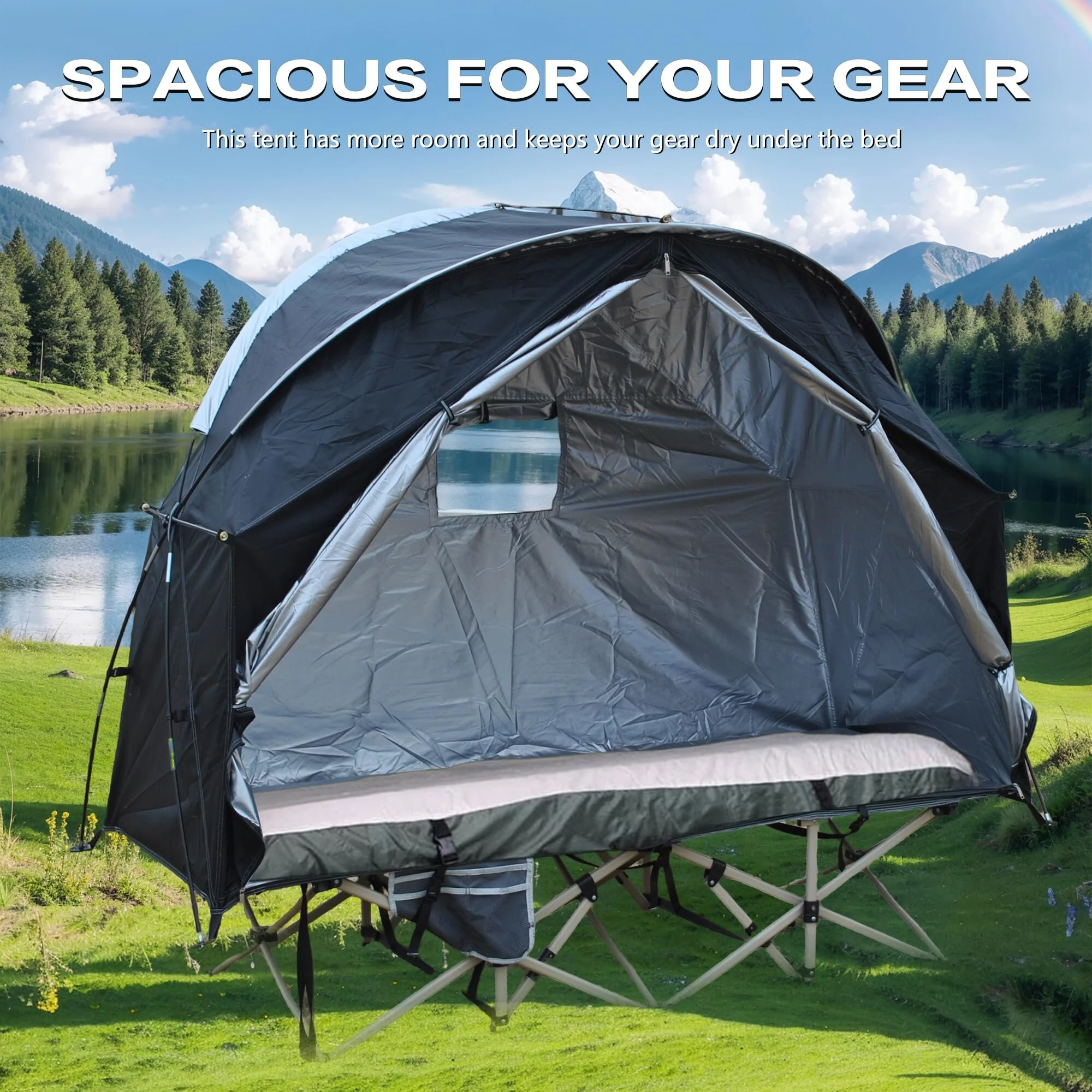 Xmund Single Soldier Tent Outdoor Camping Cycling Simple Tent Storage Room Tent 1person Carport Anti-tear 210D Oxford Silver Coated Portable Waterproof — view 7