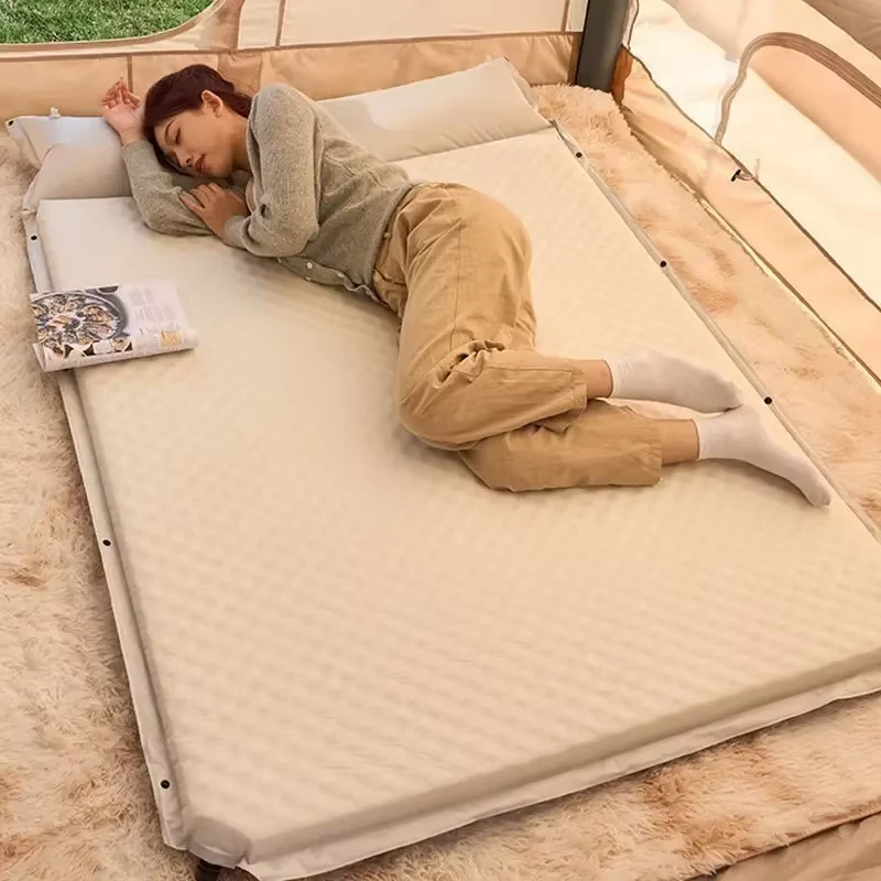 Xmund Soft Inflatable Camping Mattress with Integrated Pillow Snap Fastener Splicing Wave Surface for Comfortable Outdoor Trave,Camping-190*130cm — Xmund