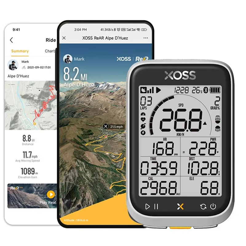 XOSS G+ Gen.3 GPS Bike Computer 2.8 Inch Screen ANT+ Bluetooth IP67 Waterproof  40H Battery Cycling Speedometer Odometer — view 2