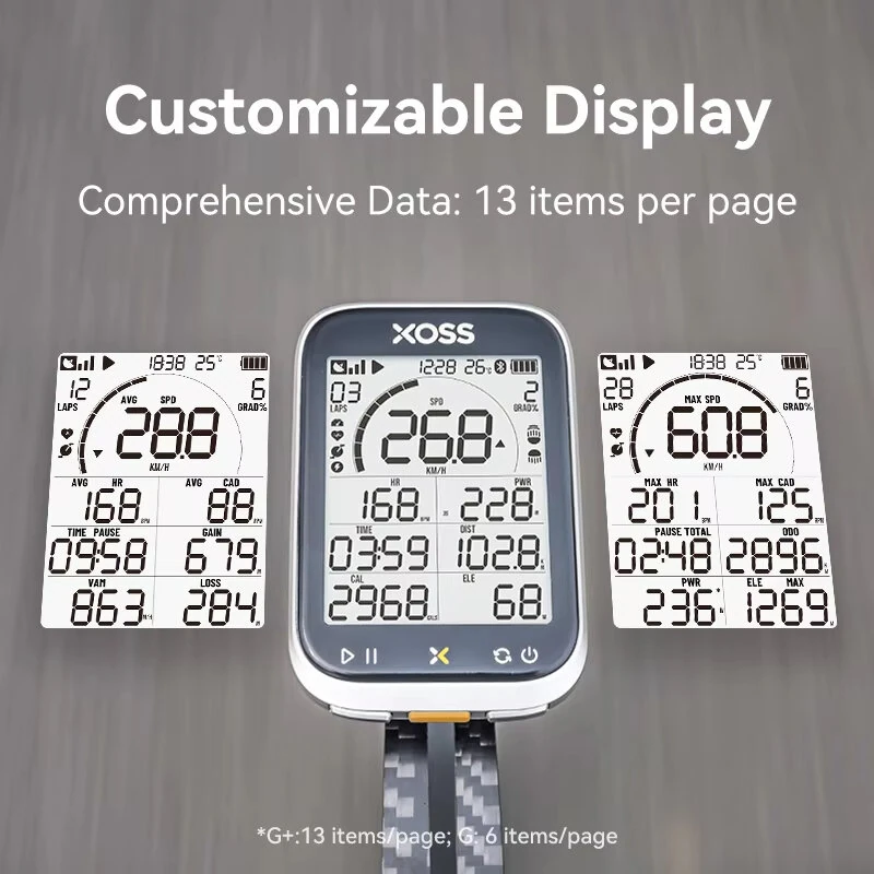 XOSS G+ Gen.3 GPS Bike Computer 2.8 Inch Screen ANT+ Bluetooth IP67 Waterproof  40H Battery Cycling Speedometer Odometer — view 6