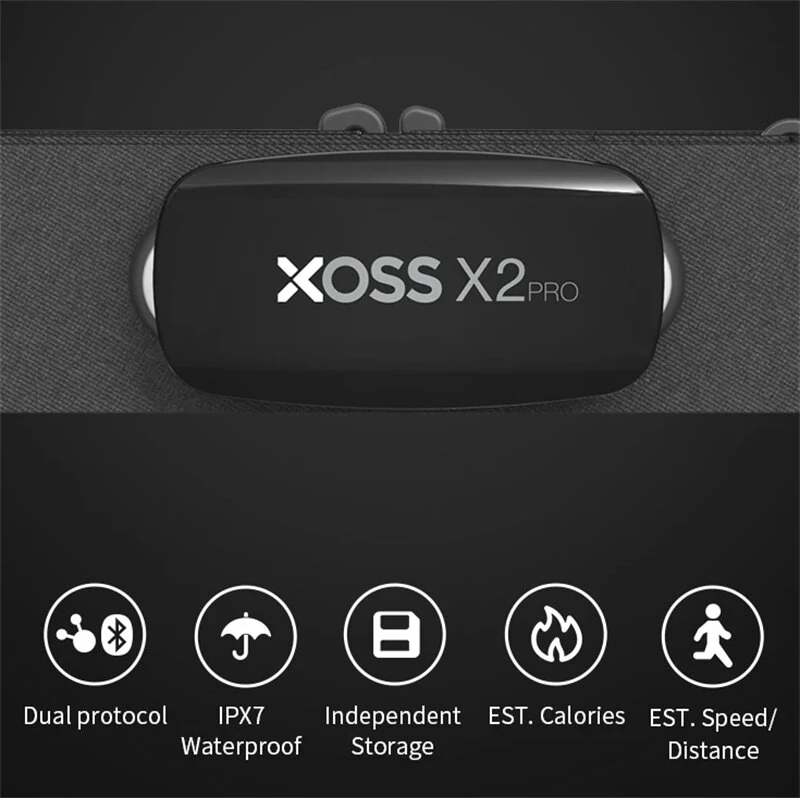 XOSS X2 Pro Heart Rate Sensor Independent Record Data Chest Strap HRM Monitor Bluetooth ANT+ Health Fitness Smart Sensor for Cycling Swimming Running — view 3