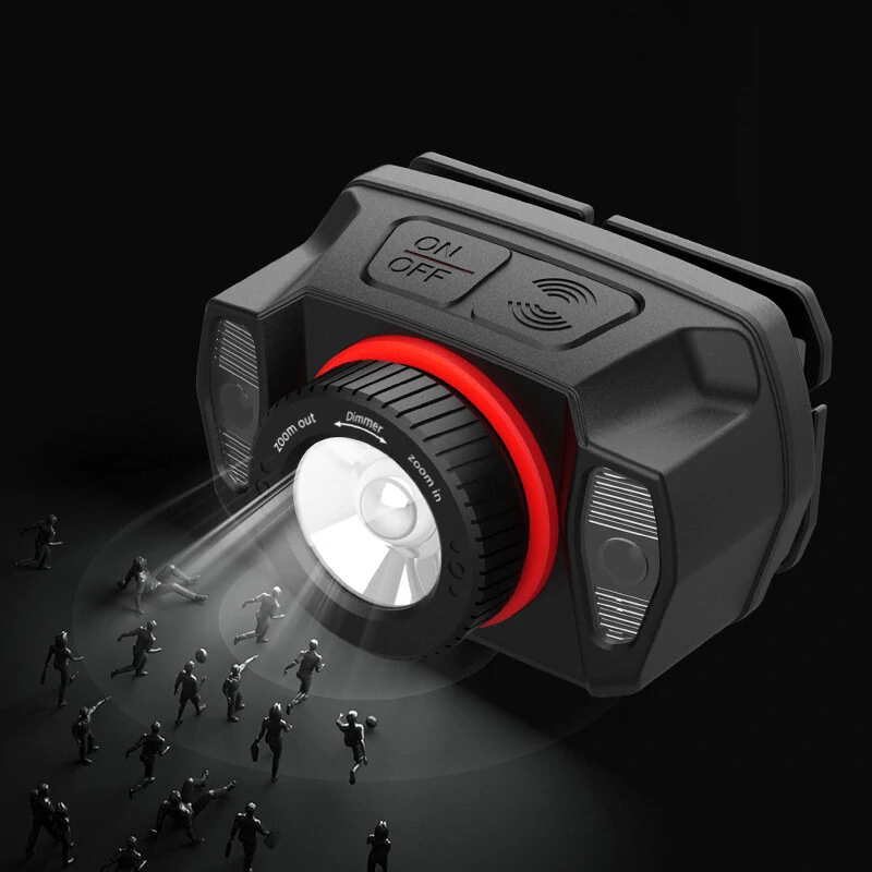 XPG+LED Strong Headlamp LED Head Light Built-In Battery Usb Charging New Wave Sensing Zoom Strong Head Light — view 2
