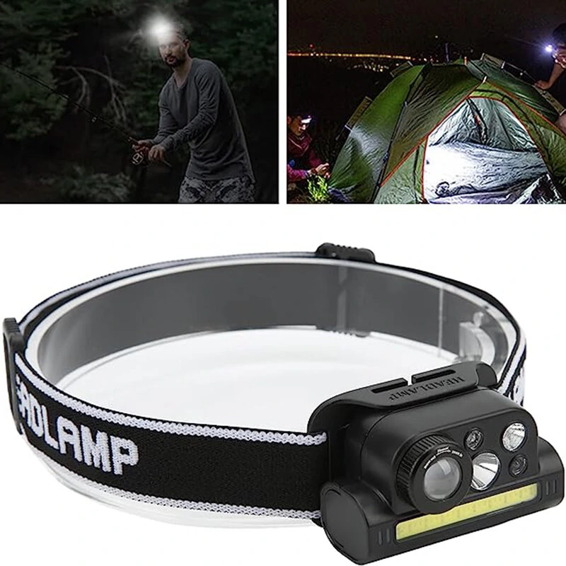 XPG+COB Head Lamp 4 Levels Ipx4 Waterproof Multi-functional Zoomable Type-c Charging Headlight Flashlight Head Torch — Pricio