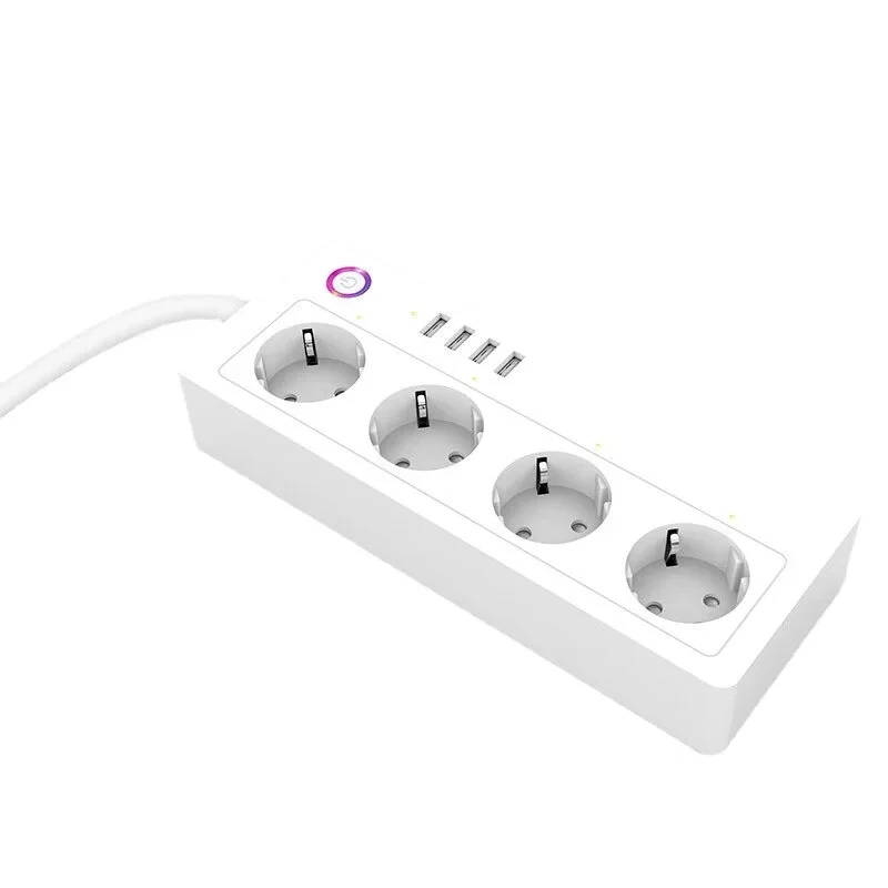 XS-A26 16A Smart WiFi Power Strip with 4 EU Outlets Plug and 4 USB Charging Port Timing Function App Voice Control Work with Alexa Google Home Assistant — view 2