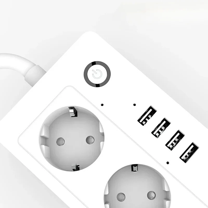 XS-A26 16A Smart WiFi Power Strip with 4 EU Outlets Plug and 4 USB Charging Port Timing Function App Voice Control Work with Alexa Google Home Assistant — view 3