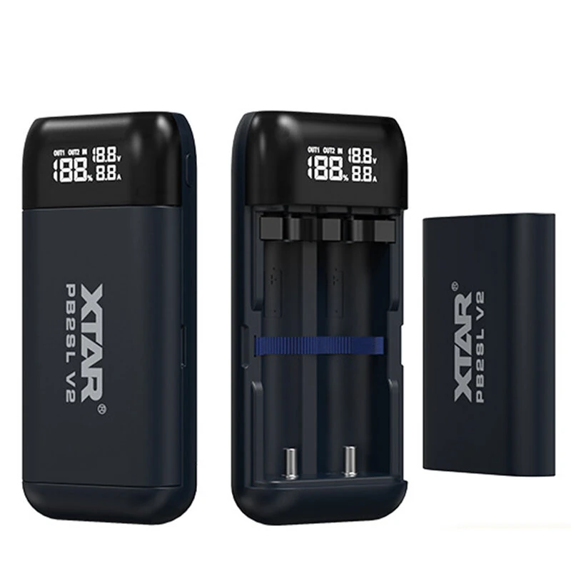 XTAR PB2SL V2 Dual Slot 18650 21700 Battery Charger & Power Bank with LCD Display Support PD QC3.0 Fast Charging Portable Travel Outdoor Essential — XTAR