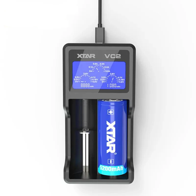 XTAR VC2 18650 Battery Charger Test Batteries Capacity Display USB Charger For 10400-26650 Li-Ion Battery 21700 18650 Charger — XTAR