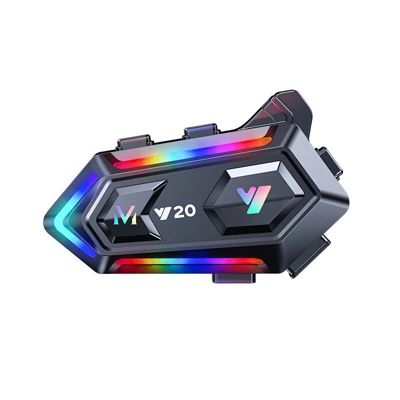 Y20 Motorcycle Helmet Bluetooth Headset 5.3 Bluetooth Headset IPX6 Waterproof with RGB Colorful Lights Split Installation Connect to AI Voice Assistant — image 1