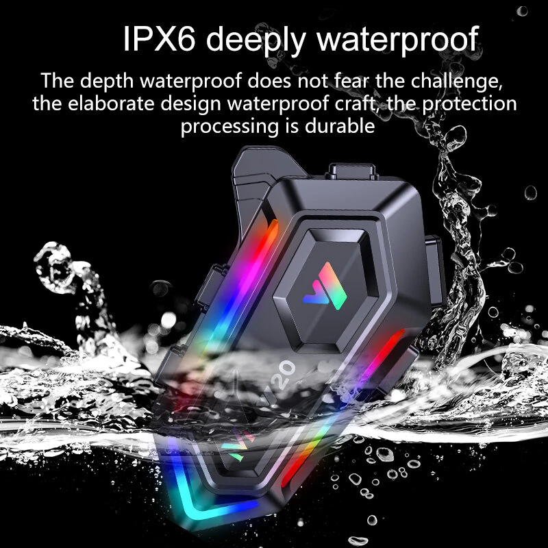 Y20 Motorcycle Helmet Bluetooth Headset 5.3 Bluetooth Headset IPX6 Waterproof with RGB Colorful Lights Split Installation Connect to AI Voice Assistant — view 7