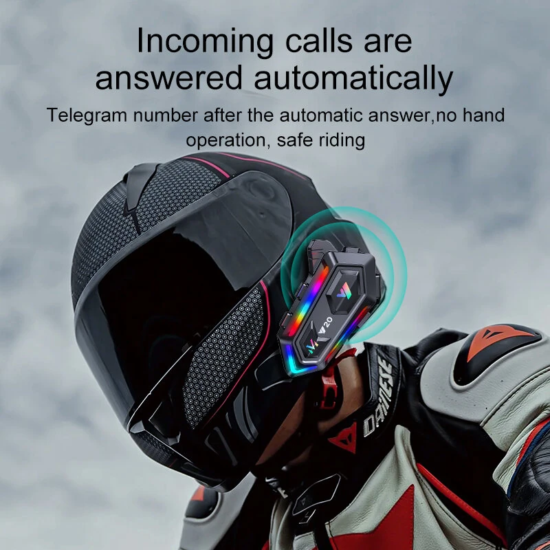 Y20 Motorcycle Helmet Bluetooth Headset 5.3 Bluetooth Headset IPX6 Waterproof with RGB Colorful Lights Split Installation Connect to AI Voice Assistant — view 8