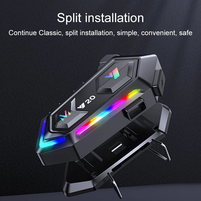 Y20 Motorcycle Helmet Bluetooth Headset 5.3 Bluetooth Headset IPX6 Waterproof with RGB Colorful Lights Split Installation Connect to AI Voice Assistant — view 9