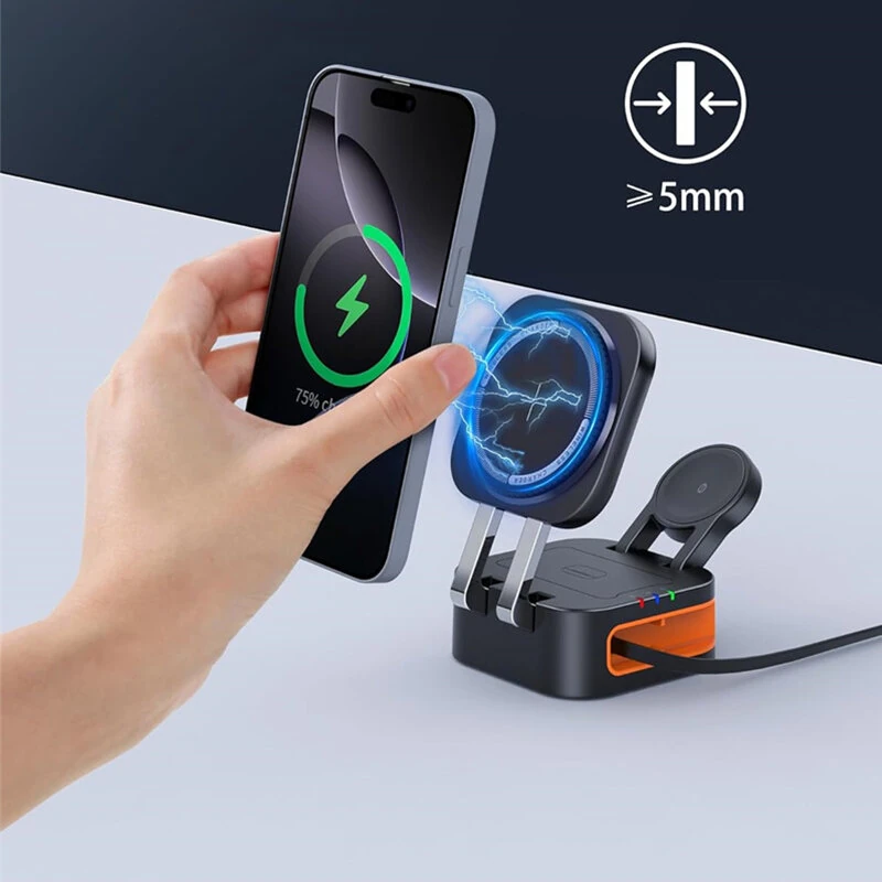 Y325 15W Magnetic Wireless Charger with Integrated Type-C Cable Fast Wireless Charging Stand for Smart Phones for iPhone 17 17Pro 16 15 14 Pro Max for Huawei Mate XTs for XIAOMI for Apple Watch for Airpods — view 4