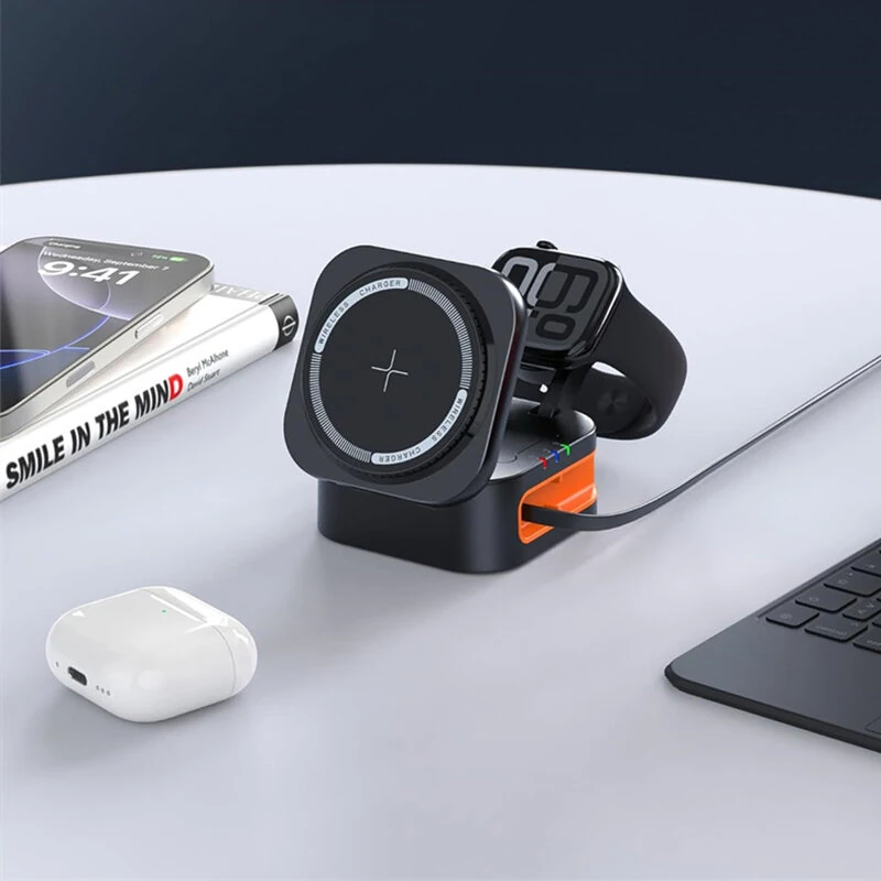 Y325 15W Magnetic Wireless Charger with Integrated Type-C Cable Fast Wireless Charging Stand for Smart Phones for iPhone 17 17Pro 16 15 14 Pro Max for Huawei Mate XTs for XIAOMI for Apple Watch for Airpods — view 5