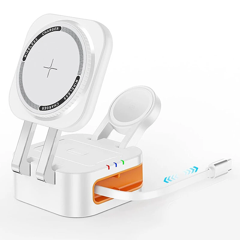 Y325 15W Magnetic Wireless Charger with Integrated Type-C Cable Fast Wireless Charging Stand for Smart Phones for iPhone 17 17Pro 16 15 14 Pro Max for Huawei Mate XTs for XIAOMI for Apple Watch for Airpods — view 6