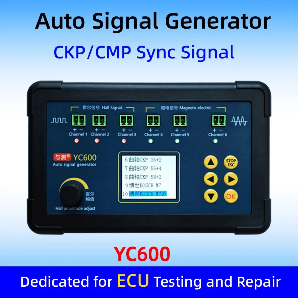 YC600 Six Channel Auto Signal Generator Crankshaft Camshaft CKP CMP Simulator ECU Computer Maintenance Tester — view 2