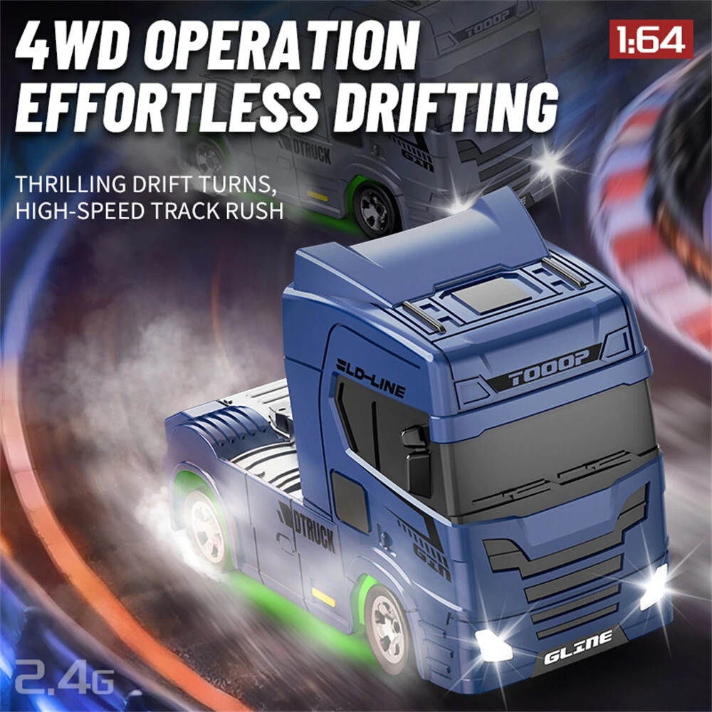 YF 3605 RTR 1/64 2.4G 4WD Mini Drift RC Car Truck Tractor Support App Remote Controlled LED Light Two Speed Full Proportional Engineering Vehicle Desktop Toys Model Collection Gift For Boys — view 6