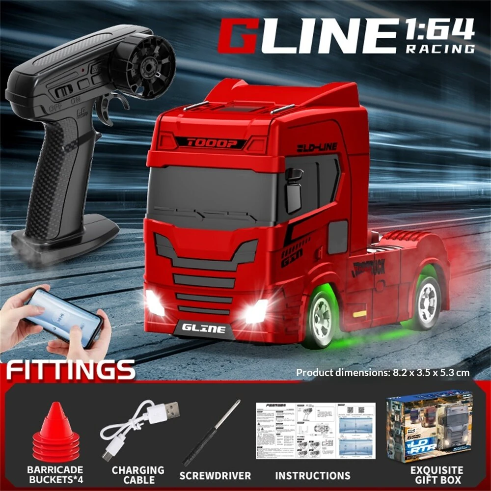 YF 3605 RTR 1/64 2.4G 4WD Mini Drift RC Car Truck Tractor Support App Remote Controlled LED Light Two Speed Full Proportional Engineering Vehicle Desktop Toys Model Collection Gift For Boys — view 9