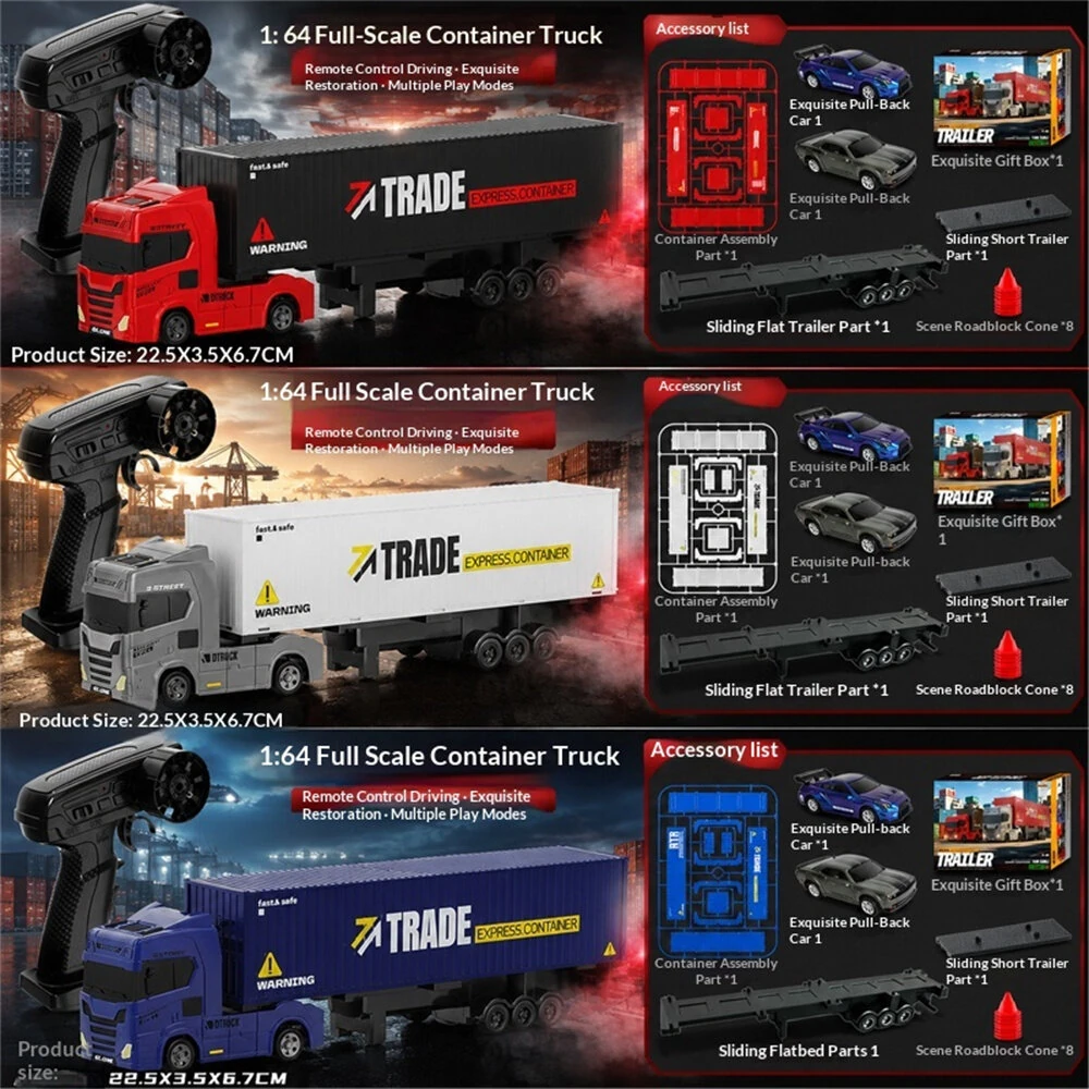 YF 3606 RTR 1/64 2.4G 4WD Mini Drift RC Car Truck Tractor Container Truck Support App Remote Controlled LED Light Two Speed Full Proportional Vehicle Desktop Toys Model Collection Gift For Boys — view 10