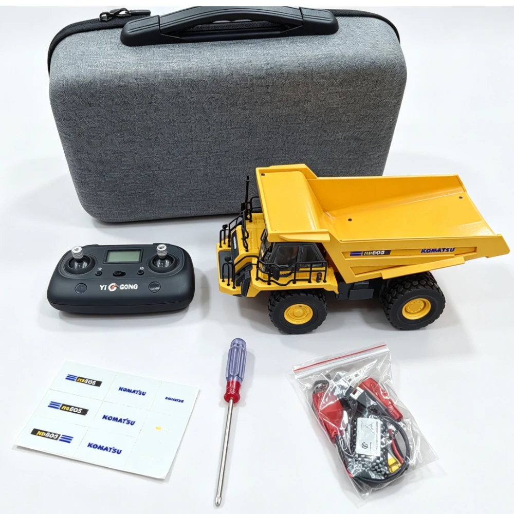 YI GONG YG605 RTR 1/50 2.4G RC Car Alloy Screw Dump Truck Simulation Engineering Electric Remote Control Construction LED Light Sound Fully Function Vehicles Models Kids Children Toys — view 2