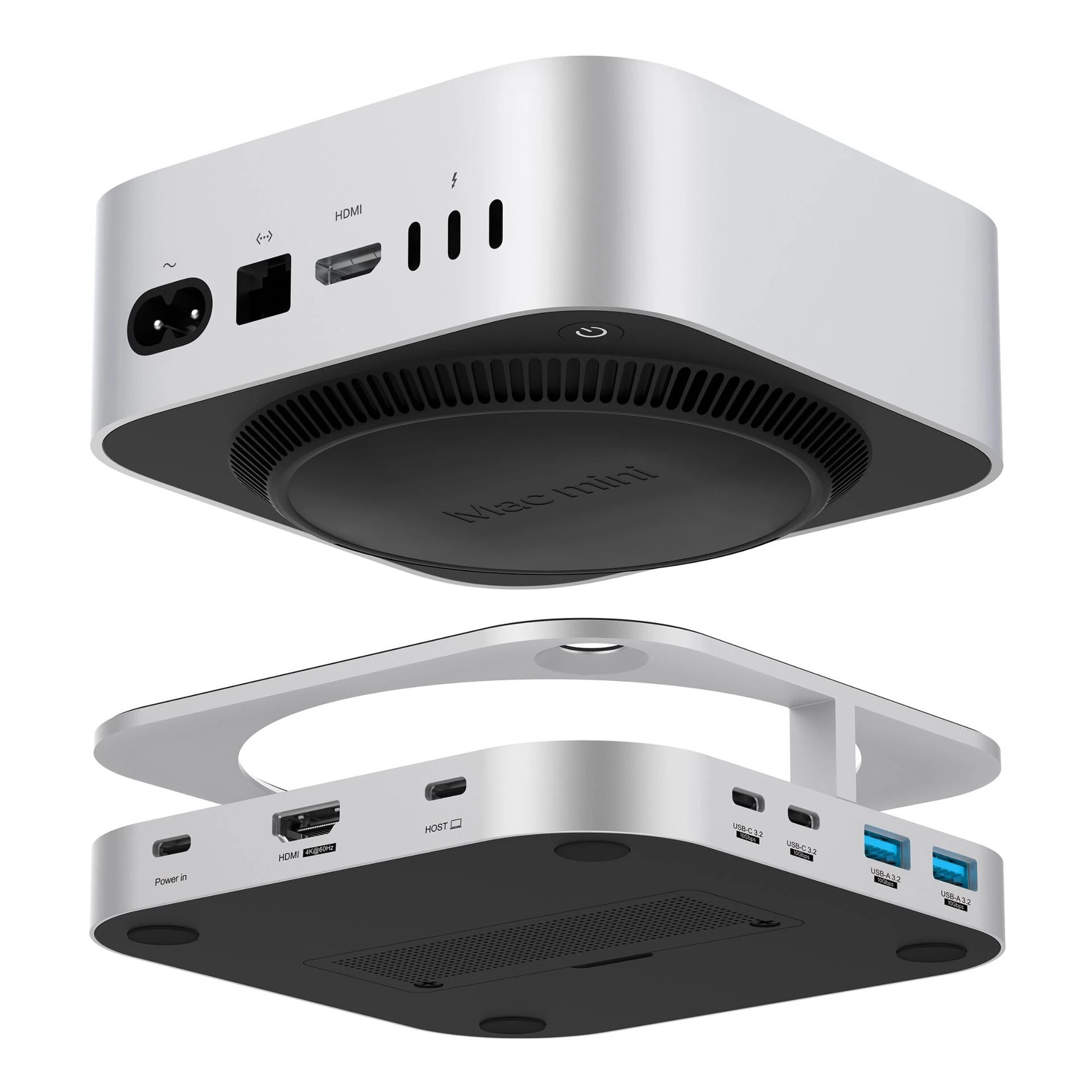 YICOSUN 10-in-1 USB-C Hub Docking Station for MacMini M4 Support 4K60Hz M.2 NVMe/SATA SSD USB3.2 10Gbps 3.5MM SD&TF Aluminum Alloy USB Hub — image 1