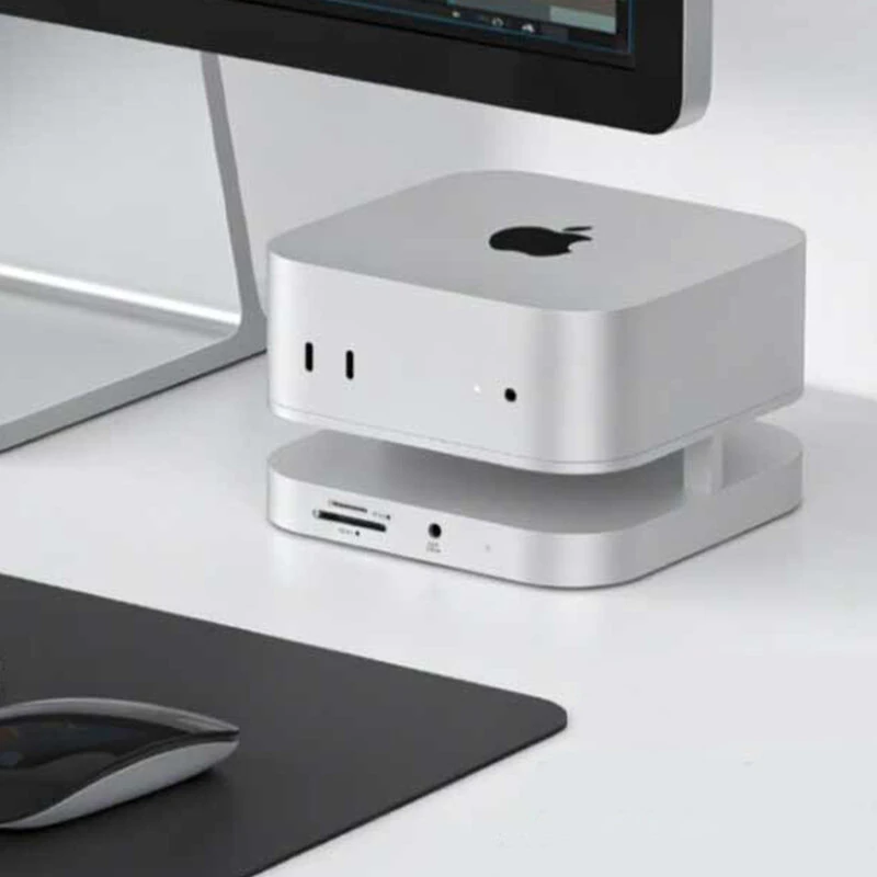 YICOSUN 10-in-1 USB-C Hub Docking Station for MacMini M4 Support 4K60Hz M.2 NVMe/SATA SSD USB3.2 10Gbps 3.5MM SD&TF Aluminum Alloy USB Hub — view 5