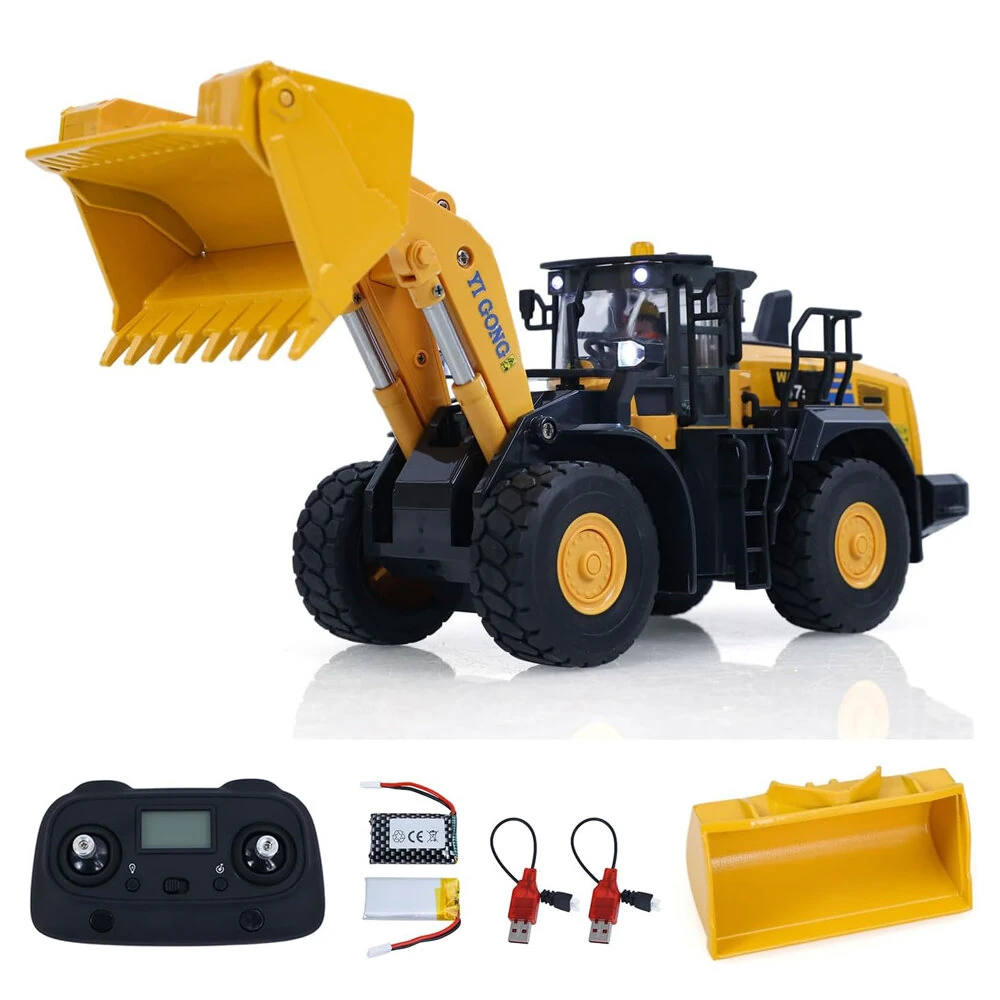 YIGONG YG475 RTR 1/50 2.4G RC Car Loader Alloy Bucket Simulated LED Light Sound Remote Controlled Engineering Vehicle Desktop Toys Model Collection Gift For Boys — view 7