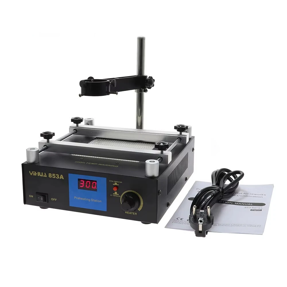 YIHUA 853A Preheating Soldering Station 450W Ceramic Heater 120x120mm Heating Area Anti Static PCB Rework Tool — image 1