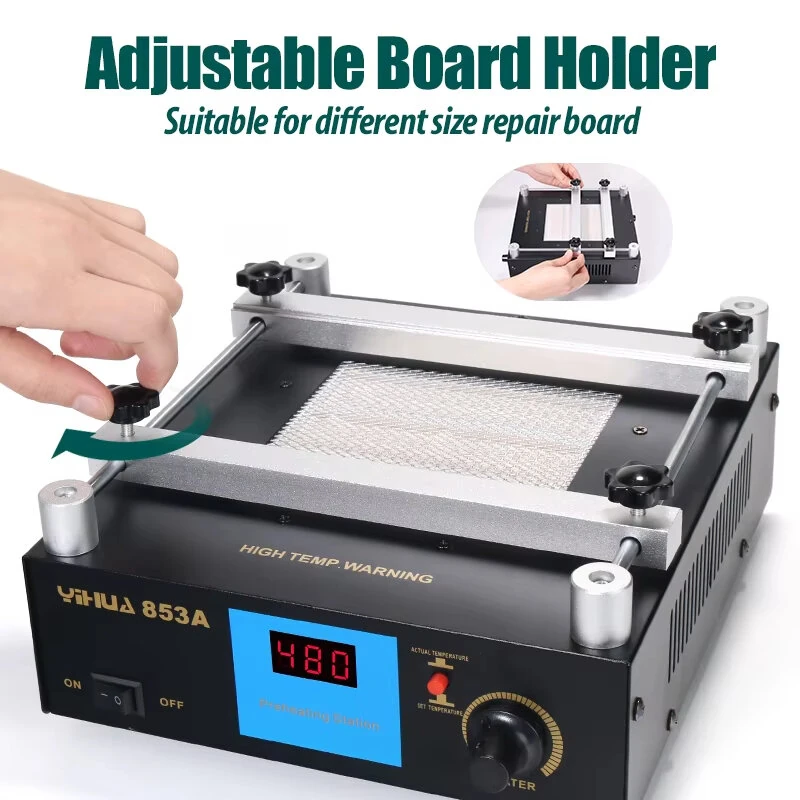 YIHUA 853A Preheating Soldering Station 450W Ceramic Heater 120x120mm Heating Area Anti Static PCB Rework Tool — view 3