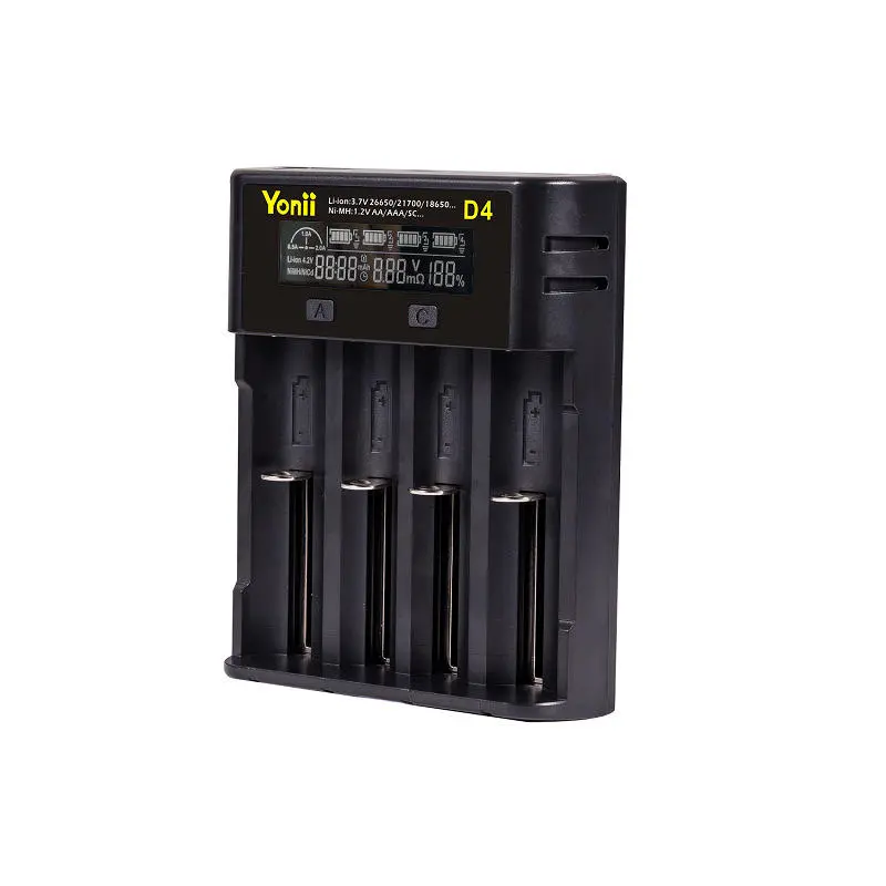 Yonii D4 Four Slot USB Rechargeable Lithium Battery Charger Multi-functional Int — view 3