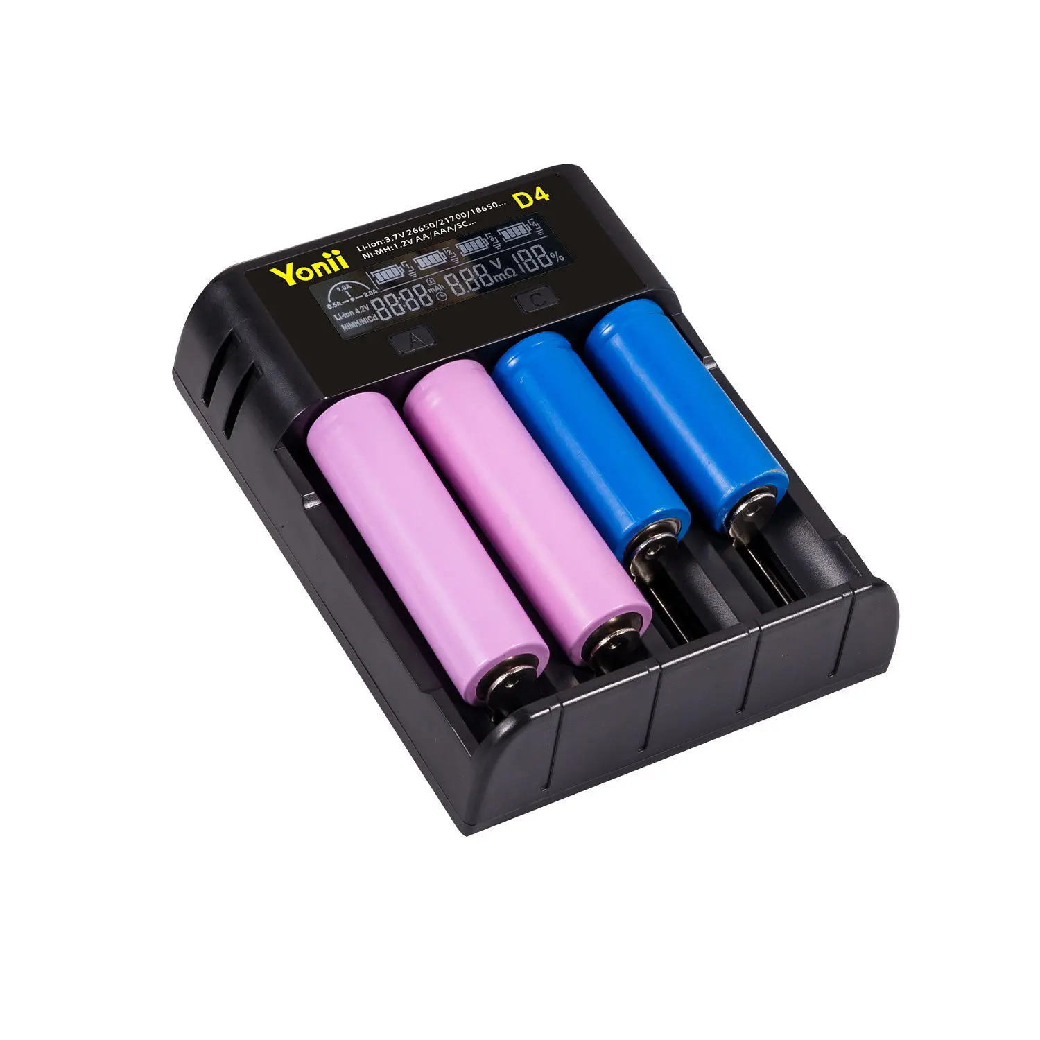Yonii D4 Four Slot USB Rechargeable Lithium Battery Charger Multi-functional Int — view 4