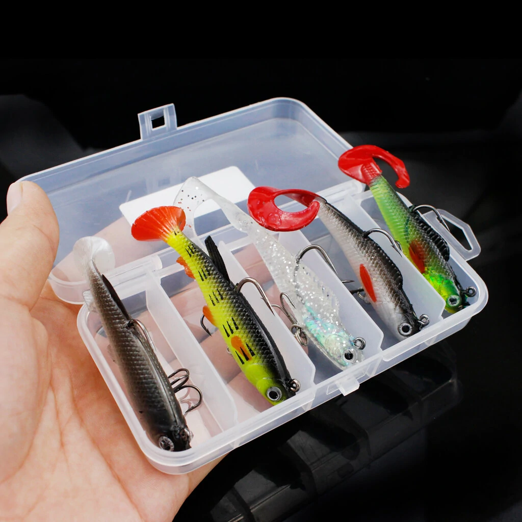 ZANLURE 5pcs Plastic Soft Bait Simulation Fishing Lures 3D Eyes Artificial Bait Swimbaits Kit Fishing Accessories — ZANLURE