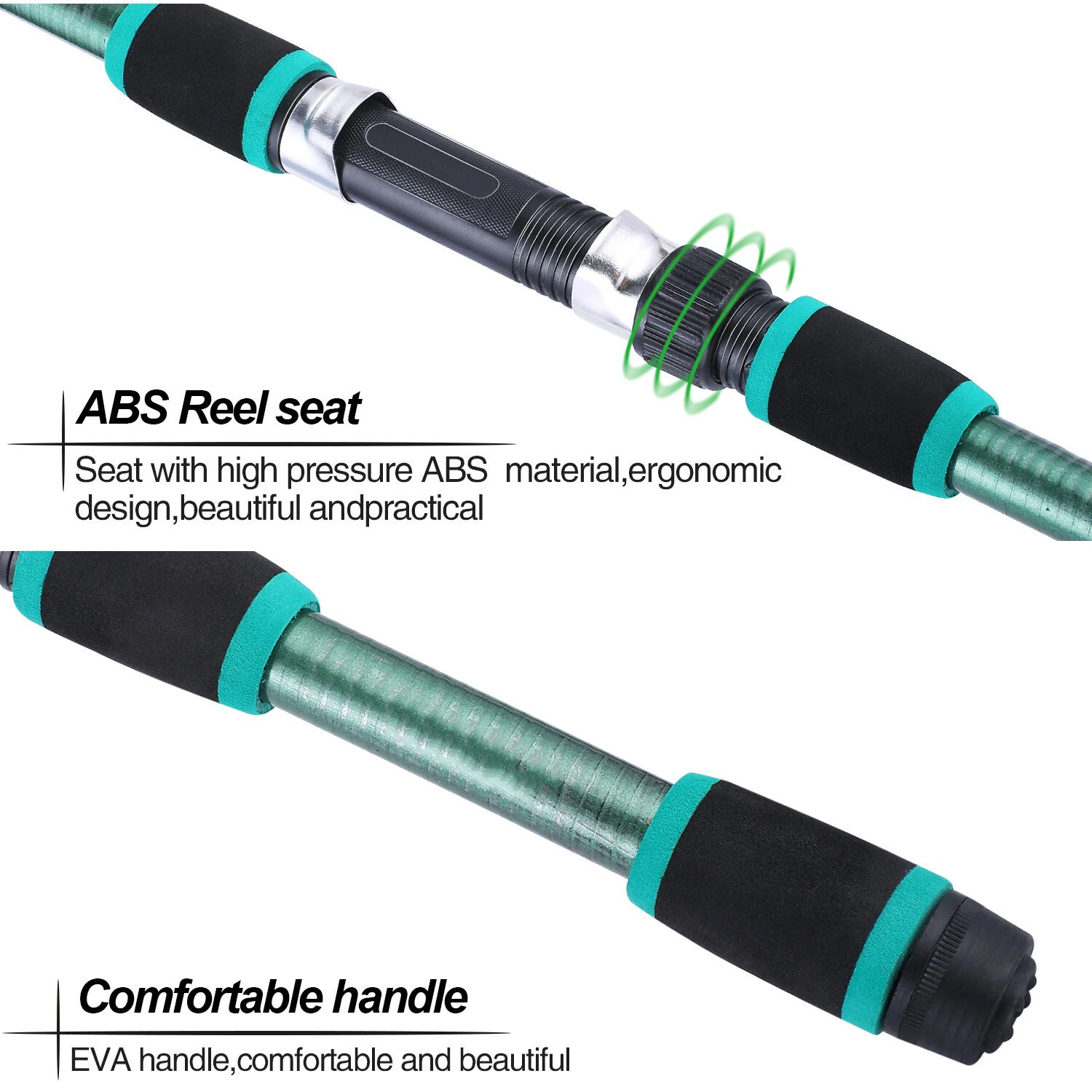 ZANLURE Spinning Fishing Rod Reel Combos 1.8M Telescopic Rod with 5.2:1 3BB Fishign Reel Max Drag 5kg Full Fishing Kit-Green — view 3