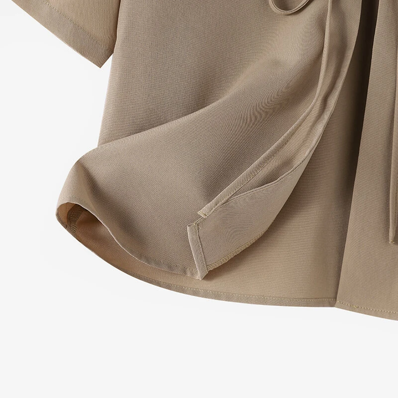 ZANZEA Daily Short Suit Jacket with Tie Front Collar, Short Sleeves Cotton Linen Blend Women's Blazer — view 10