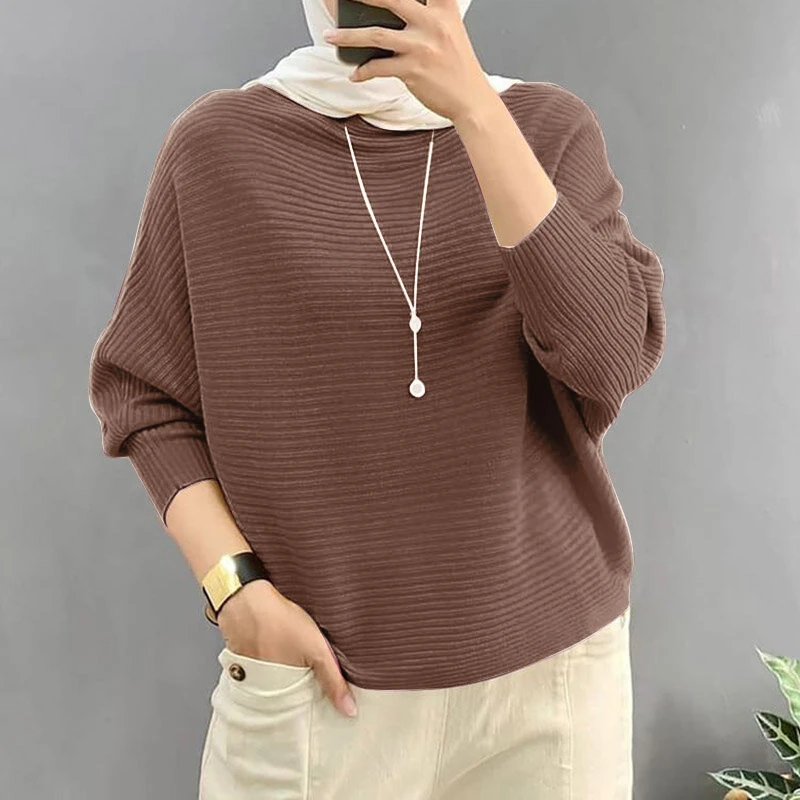 ZANZEA Daily Style Women Knitted Long Sleeve Crew Neck  T-shirt Casual Solid Loose Work Tops — view 3