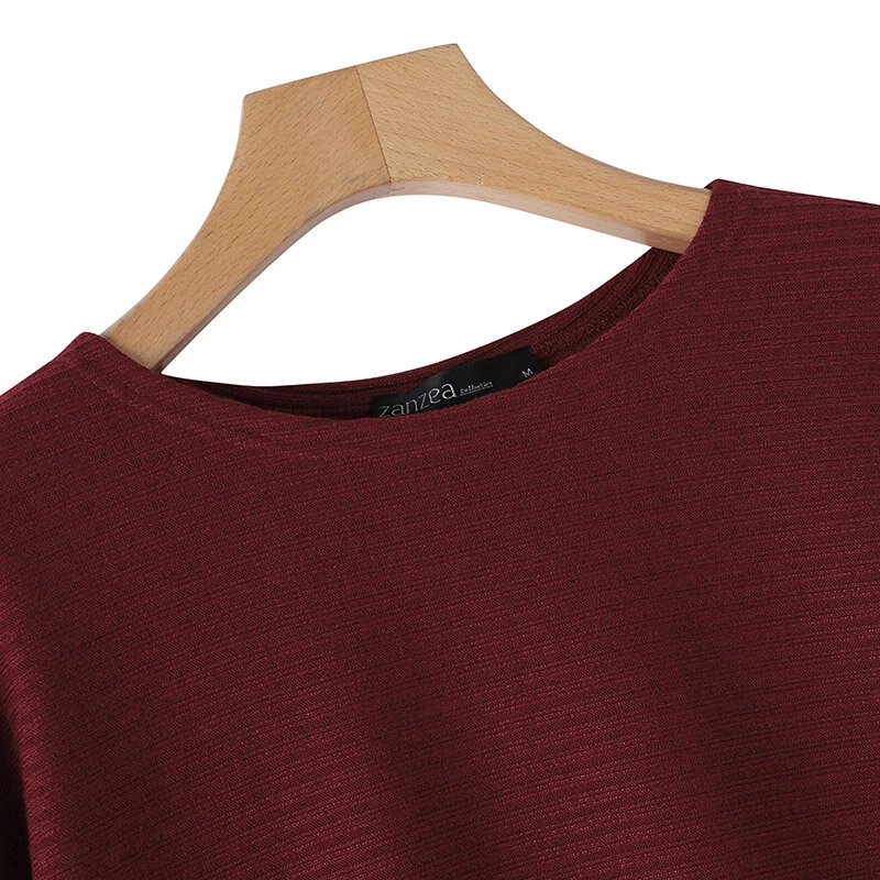 ZANZEA Daily Style Women Knitted Long Sleeve Crew Neck  T-shirt Casual Solid Loose Work Tops — view 5