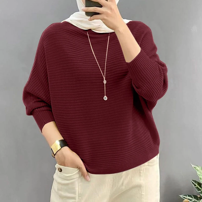 ZANZEA Daily Style Women Knitted Long Sleeve Crew Neck  T-shirt Casual Solid Loose Work Tops — view 8