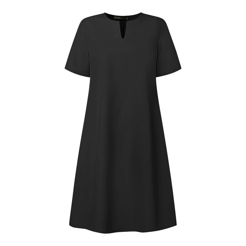 ZANZEA Elegant Style Women Summer Fashion V Neck Short Sleeve Sundress Casual Holiday Party Knee-length Dress — view 4