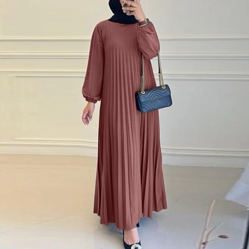 ZANZEA Fashion Women Ethnic Dress Elegant Lantern Sleeve Maxi Dresses Plain A-Line Sundress — ZANZEA