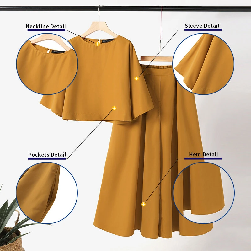 ZANZEA Korean Style Womens Elegant Sets Short Sleeve Blouse Top Wide Leg Loose Trousers Casual Suit — view 5