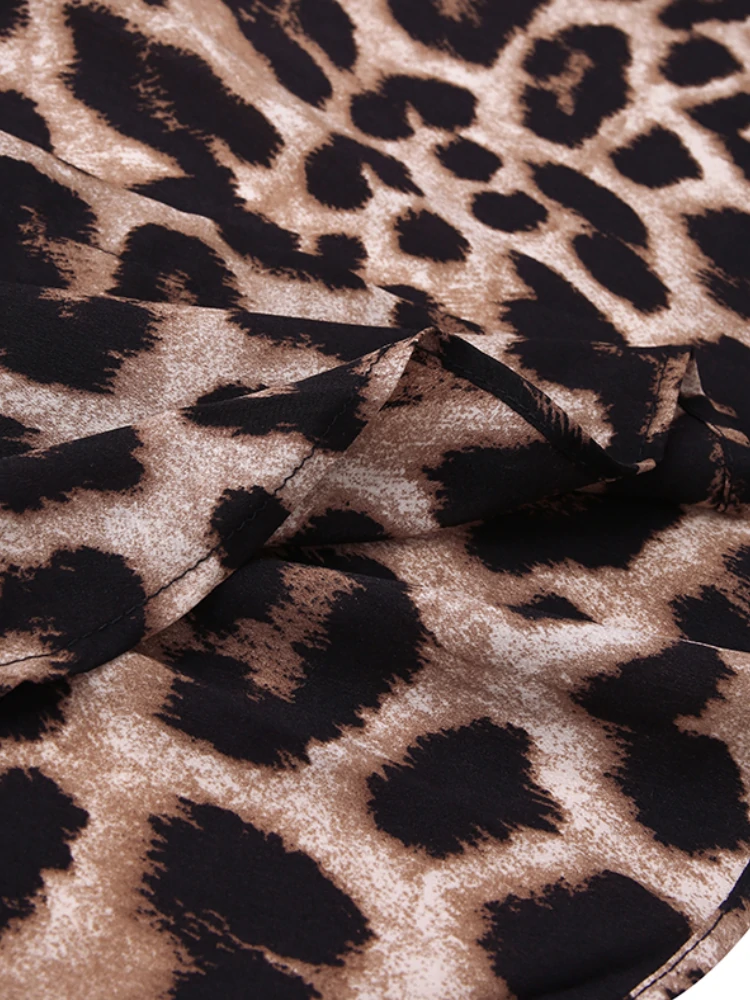 ZANZEA Leopard Print Button Up Shirt Dress for Women, Elegant Long Sleeve Dress For Spring & Fall, Women Lapel Button Long Shirt Dress Loose Vintage Maxi Dress — view 10