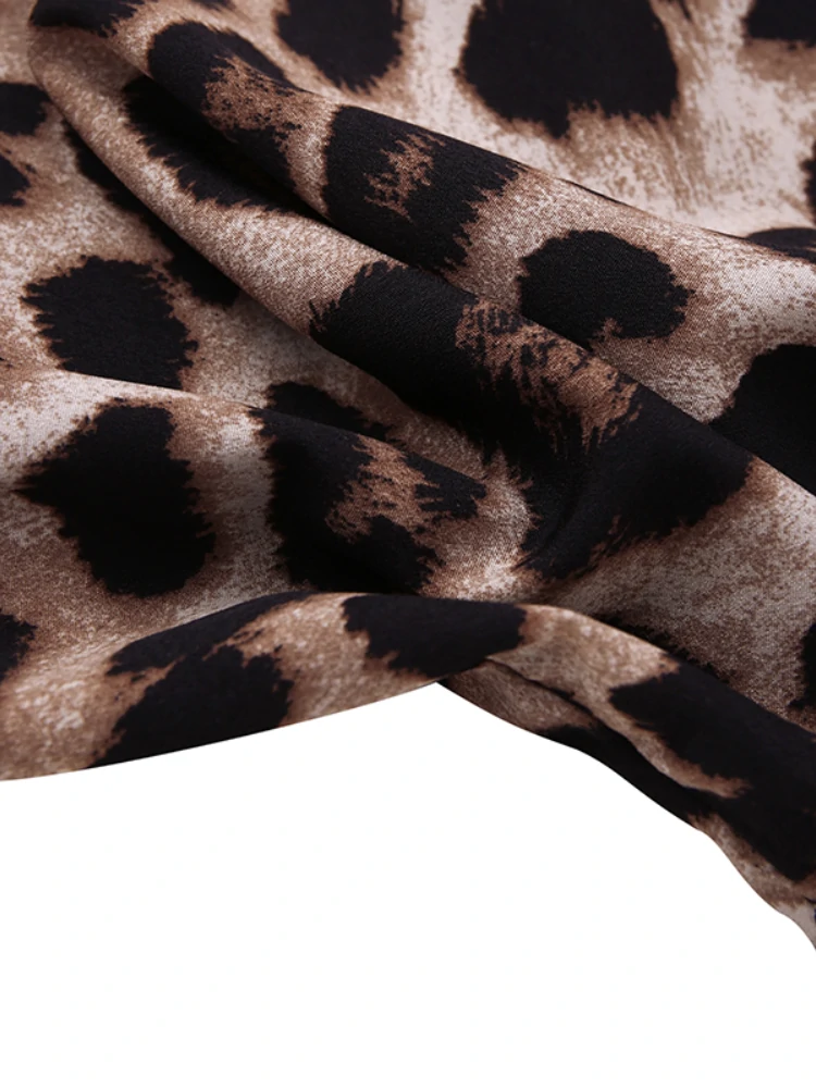 ZANZEA Leopard Print Button Up Shirt Dress for Women, Elegant Long Sleeve Dress For Spring & Fall, Women Lapel Button Long Shirt Dress Loose Vintage Maxi Dress — view 9