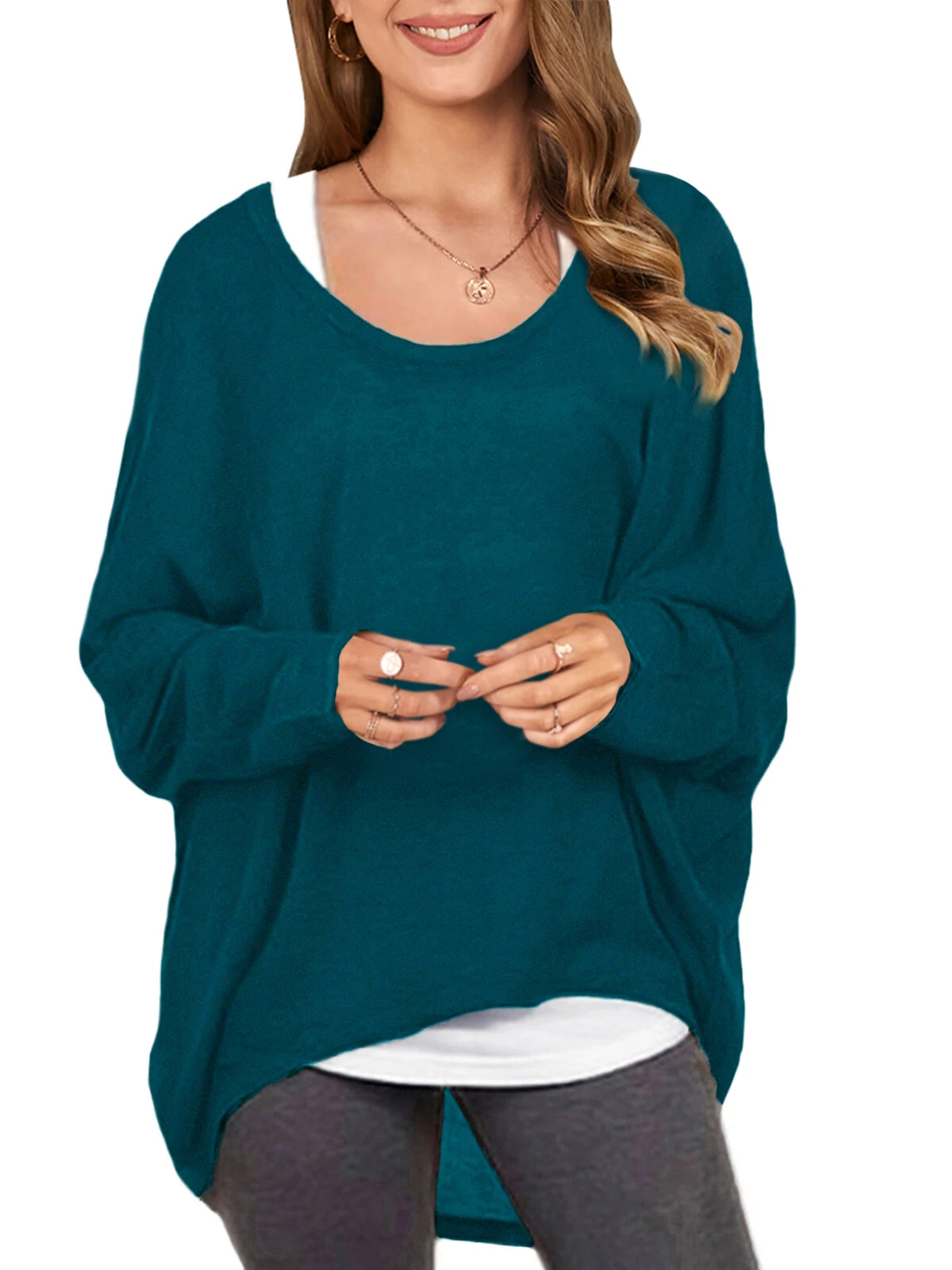 ZANZEA Plus Size Womens T-shirt Long Bat Sleeve Round Neck Loose Solid Color Pullover Plus Size Casual Shirt T-shirt — view 5