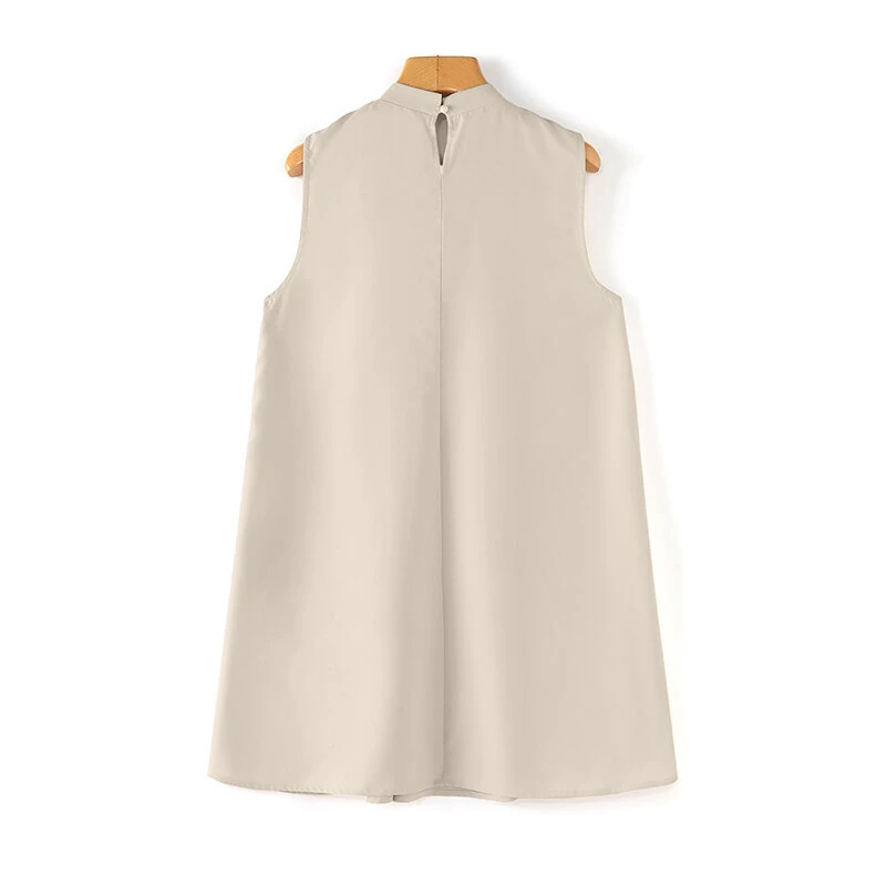 ZANZEA Women Elegant Stand Collar Sundress Sleeveless A-Line Midi Party Prom Dress — view 9