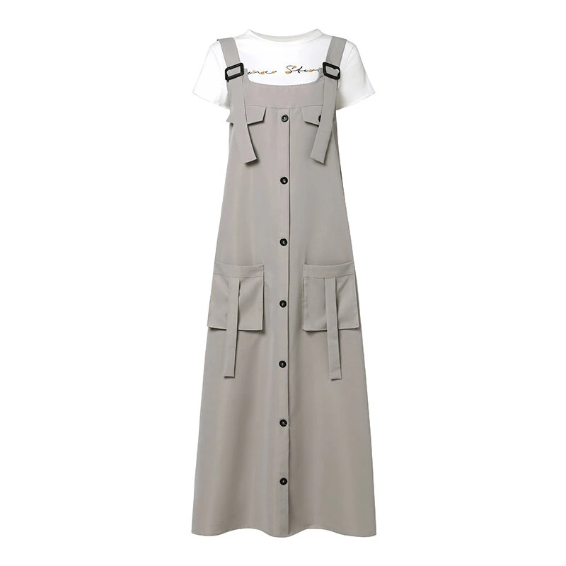 ZANZEA Women Maxi Dress Solid Color Wide Halter Dress Comftable Workwear Wide Straps Long Dress Plus Size — view 4